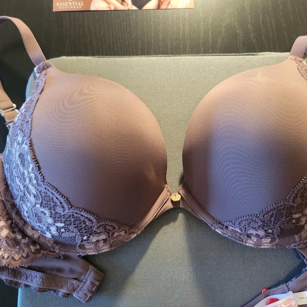 Lace-Trim Push-Up Bra in Mauve Taupe - Picture 4 of 8